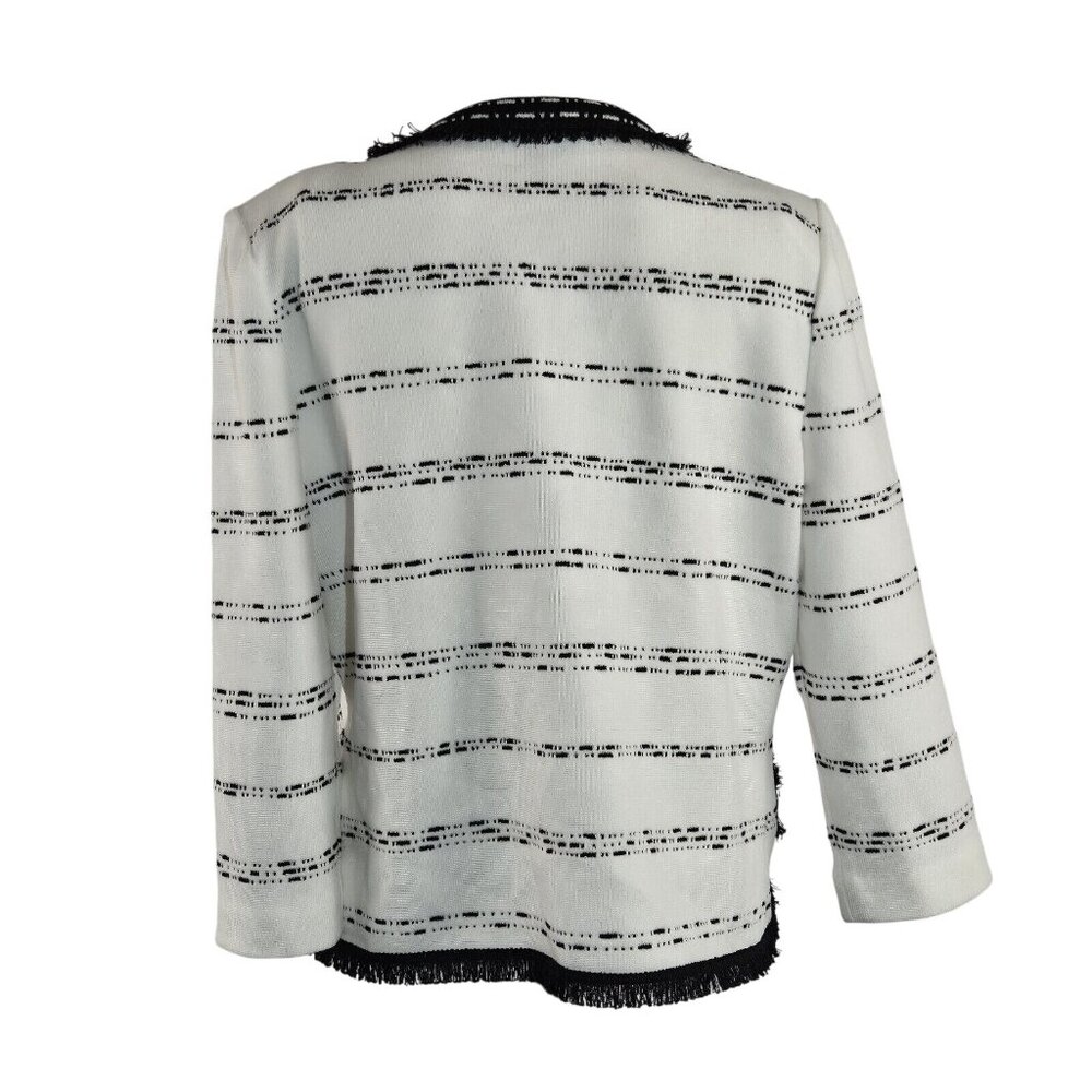 Ming Wang Women's Size XS Striped Blazer Jacket Black White ¾ Sleeve  (42) - Picture 4 of 15